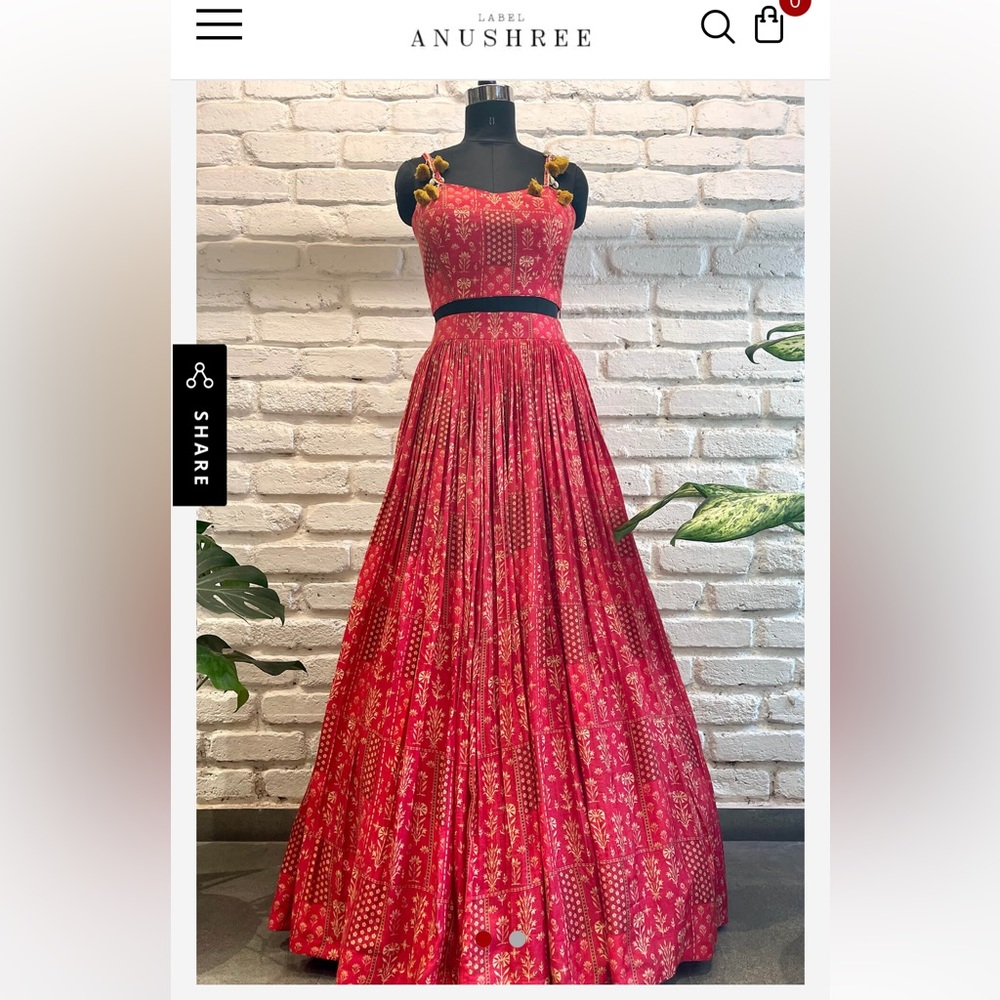 Label Anushree lehenga in red